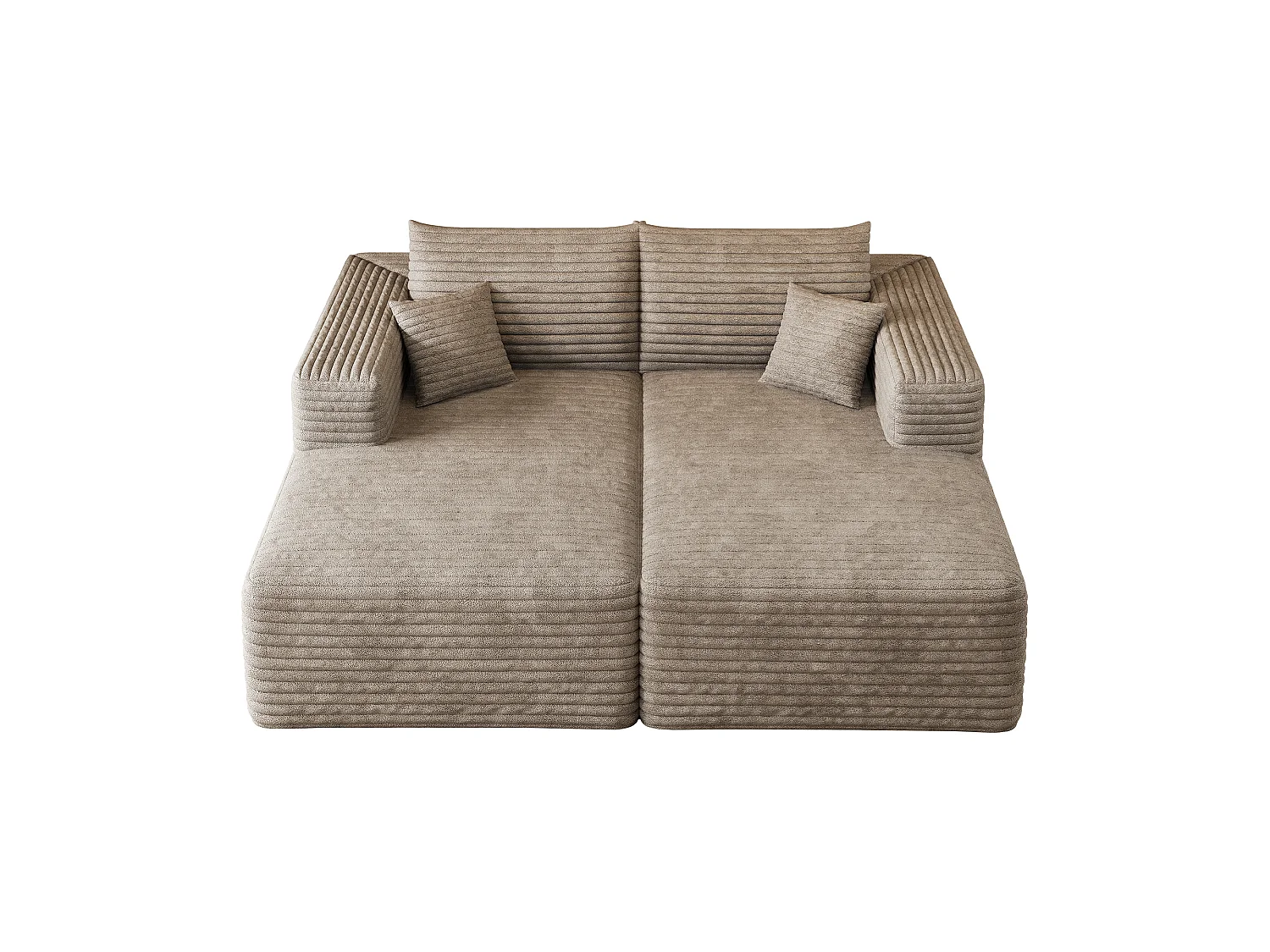 Canapé-lit en mousse pour salon, 180 × 151 cm, modulaire sans armature, style minimaliste moderne, en velours côtelé, couleur camel