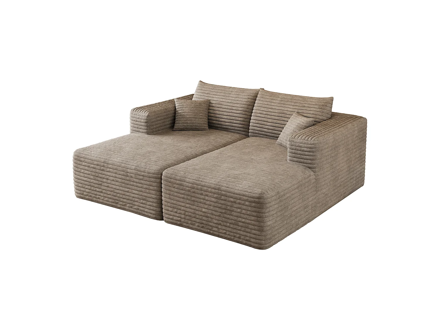 Canapé-lit en mousse pour salon, 180 × 151 cm, modulaire sans armature, style minimaliste moderne, en velours côtelé, couleur camel