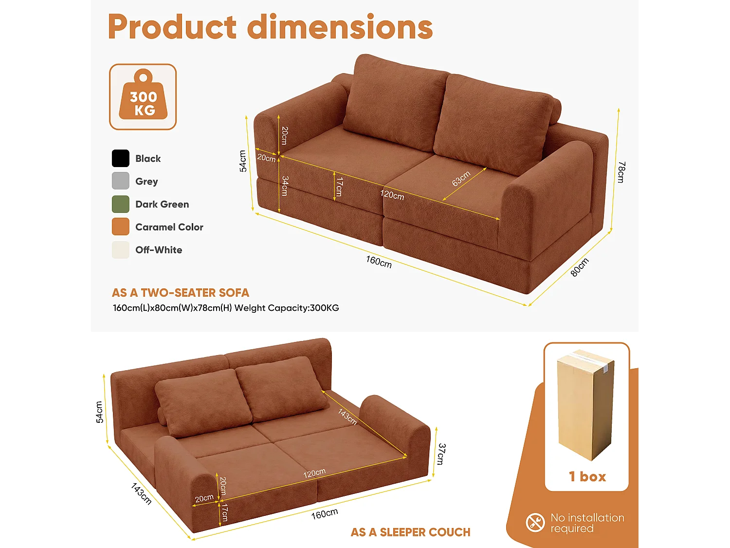 Canapé-lit convertible et pliable, fauteuil-lit multifonctionnel avec mousse à mémoire de forme et soutien dorsal,marron