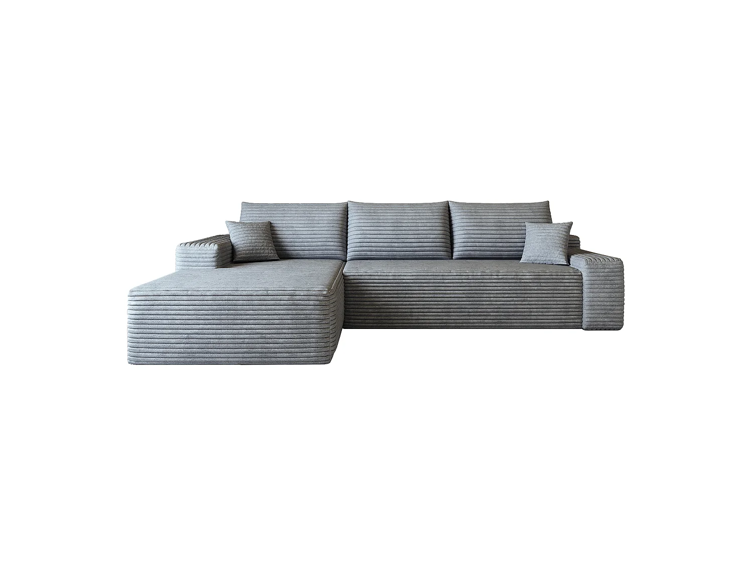 Canapé d'angle modulaire sans armature, avec partie en L à gauche, assise profonde, prêt à l'emploi, gris