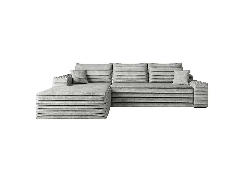 Canapé d'angle modulaire sans armature, avec partie en L à gauche, assise profonde, prêt à l'emploi, gris