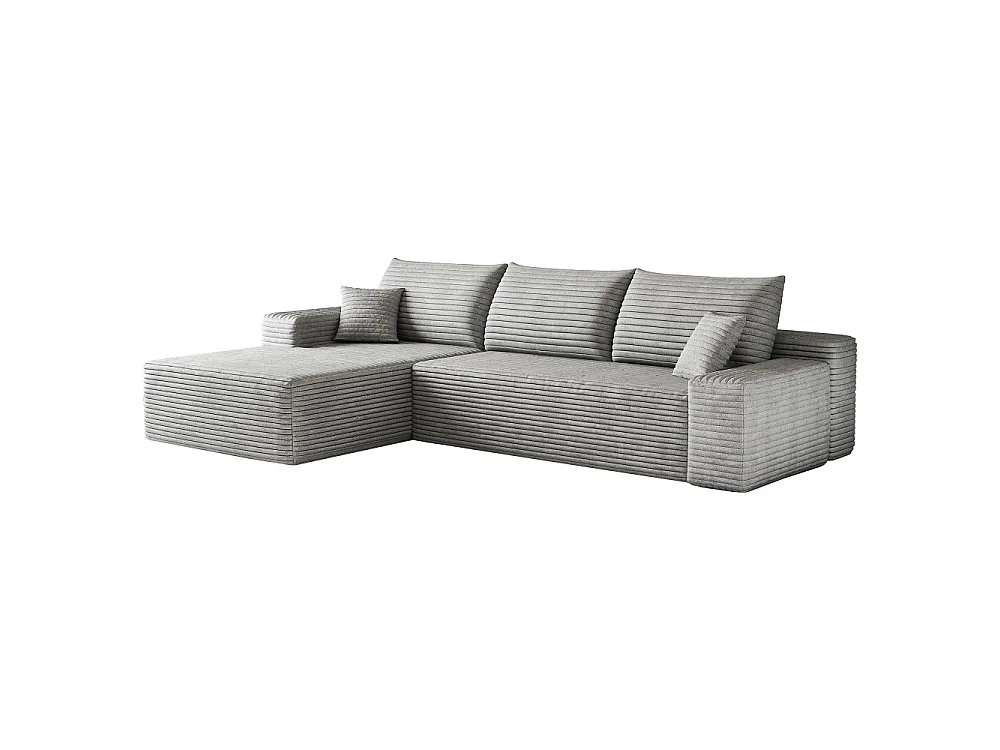 Canapé d'angle modulaire sans armature, avec partie en L à gauche, assise profonde, prêt à l'emploi, gris