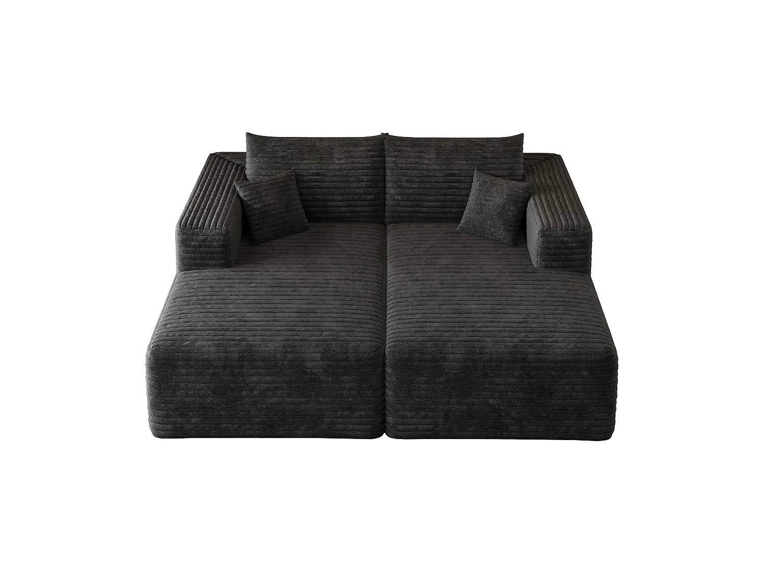 Canapé-lit en mousse pour salon, 180 × 151 cm, modulaire sans armature, style minimaliste moderne, en velours côtelé, noir