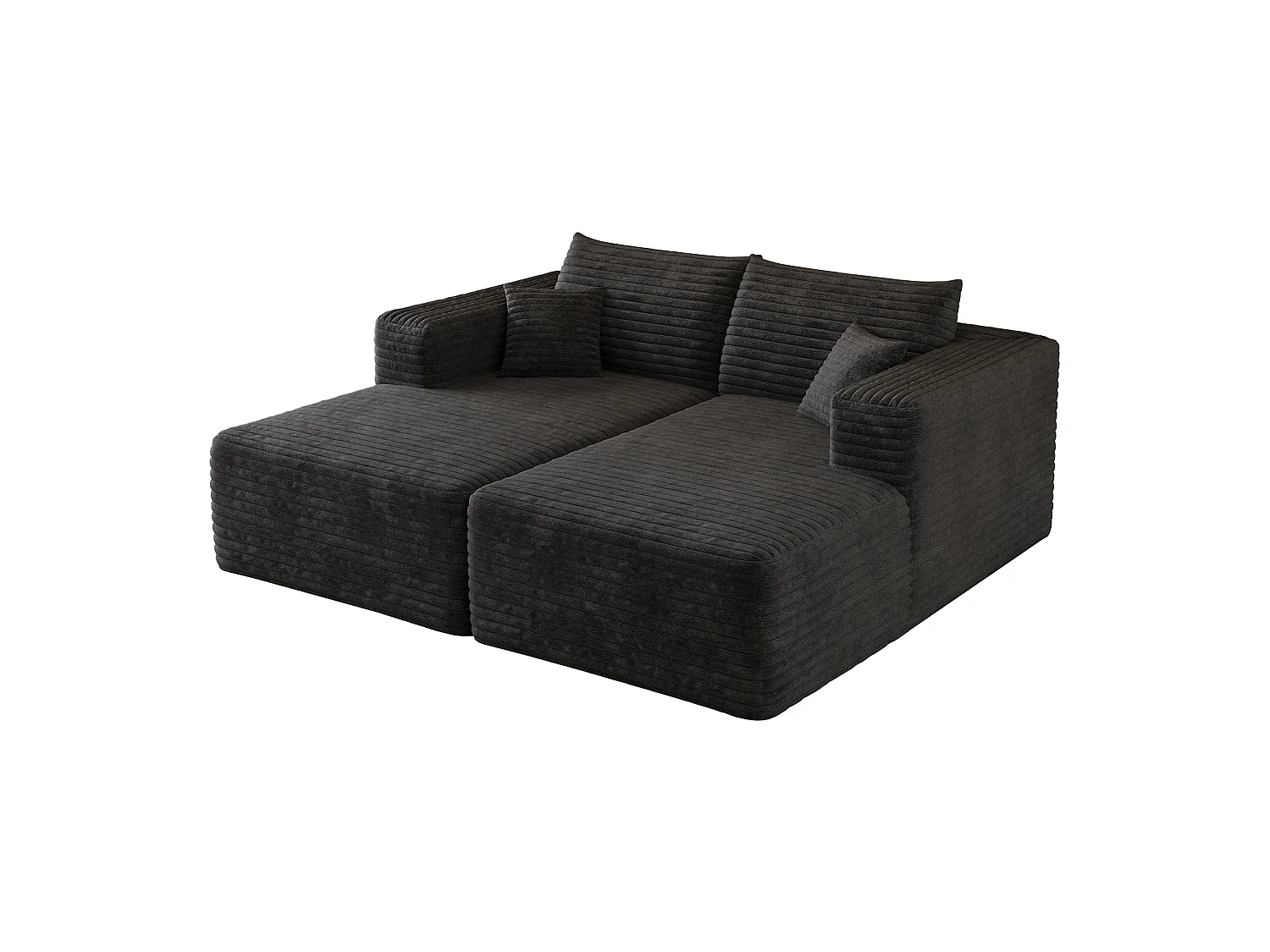 Canapé-lit en mousse pour salon, 180 × 151 cm, modulaire sans armature, style minimaliste moderne, en velours côtelé, noir