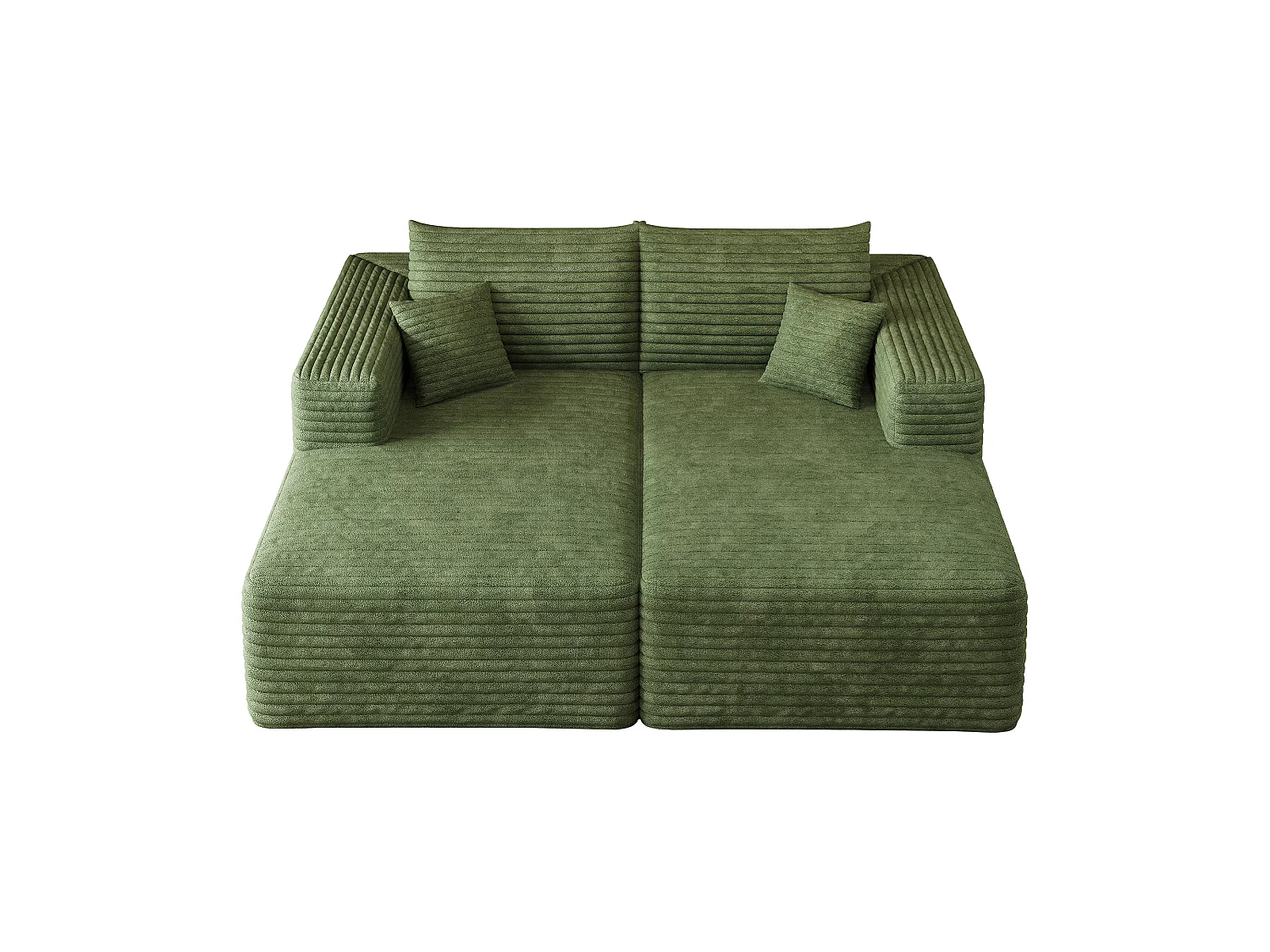 Canapé-lit en mousse pour salon, 180 × 151 cm, modulaire sans armature, style minimaliste moderne, en velours côtelé, vert