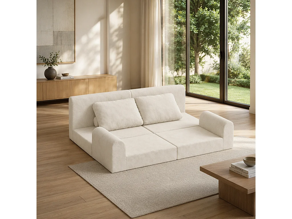 Canapé-lit convertible et pliable, fauteuil-lit multifonctionnel avec mousse à mémoire de forme et soutien dorsal,beige