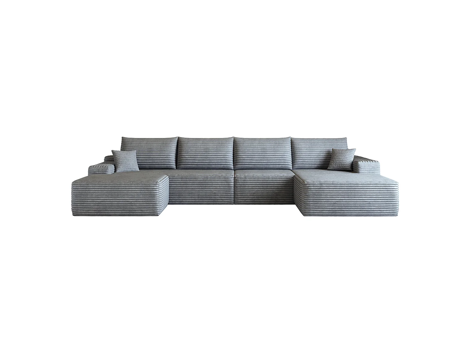 Canapé d'angle modulaire, en L à droite, 5 places + un repose-pieds, coussins d'assise profonds, prêt à l'emploi, gris