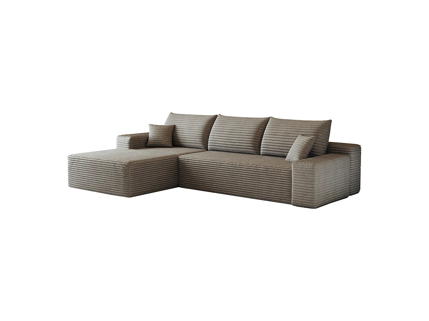 Canapé d'angle modulaire sans armature, avec partie en L à gauche, assise profonde, prêt à l'emploi, couleur camel