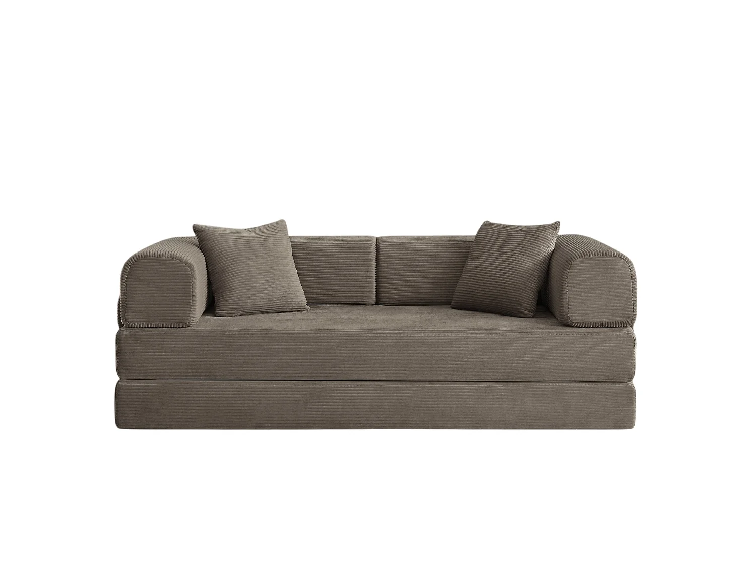 Canapé modulable, sans armature, livré avec 2 coussins et un cadre en acier, convertible en lit,gris-brun