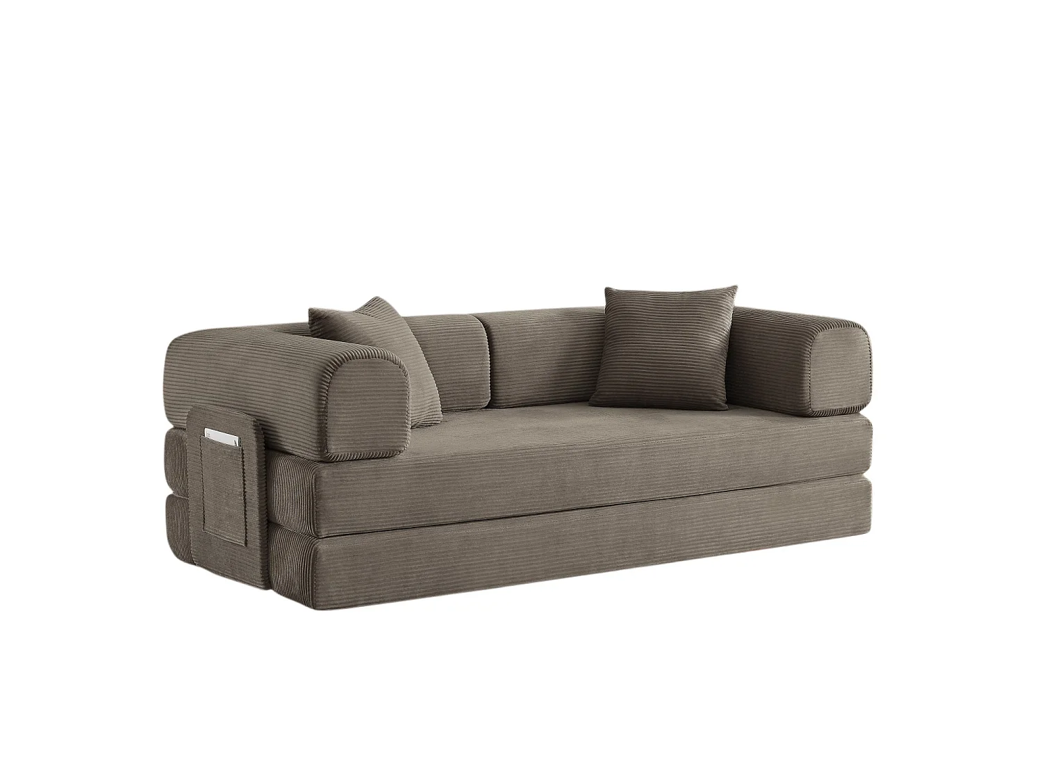 Canapé modulable, sans armature, livré avec 2 coussins et un cadre en acier, convertible en lit,gris-brun