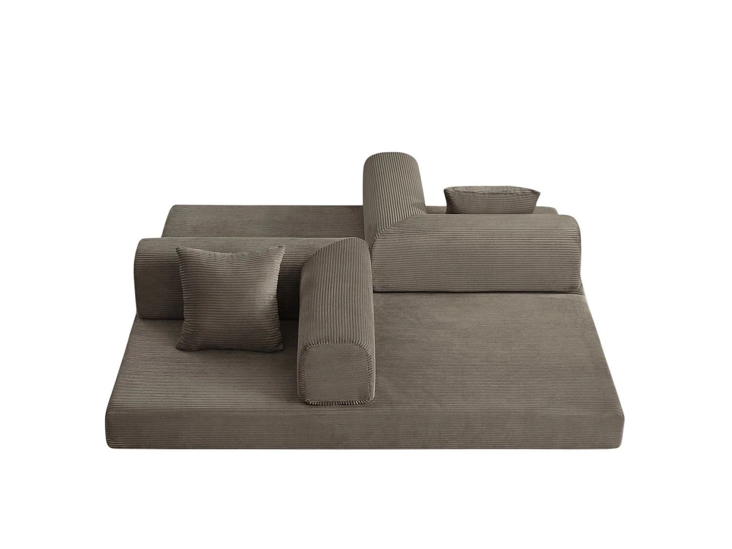 Canapé modulable, sans armature, livré avec 2 coussins et un cadre en acier, convertible en lit,gris-brun