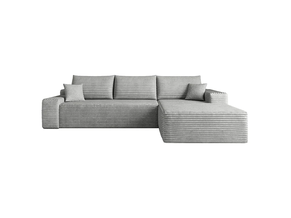 Canapé d'angle modulaire sans armature, avec partie en L à droite, assise profonde, prêt à l'emploi, gris