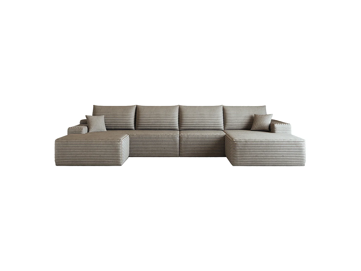 Canapé d'angle modulaire, en L à droite, 5 places + un repose-pieds, coussins d'assise profonds, prêt à l'emploi, couleur camel