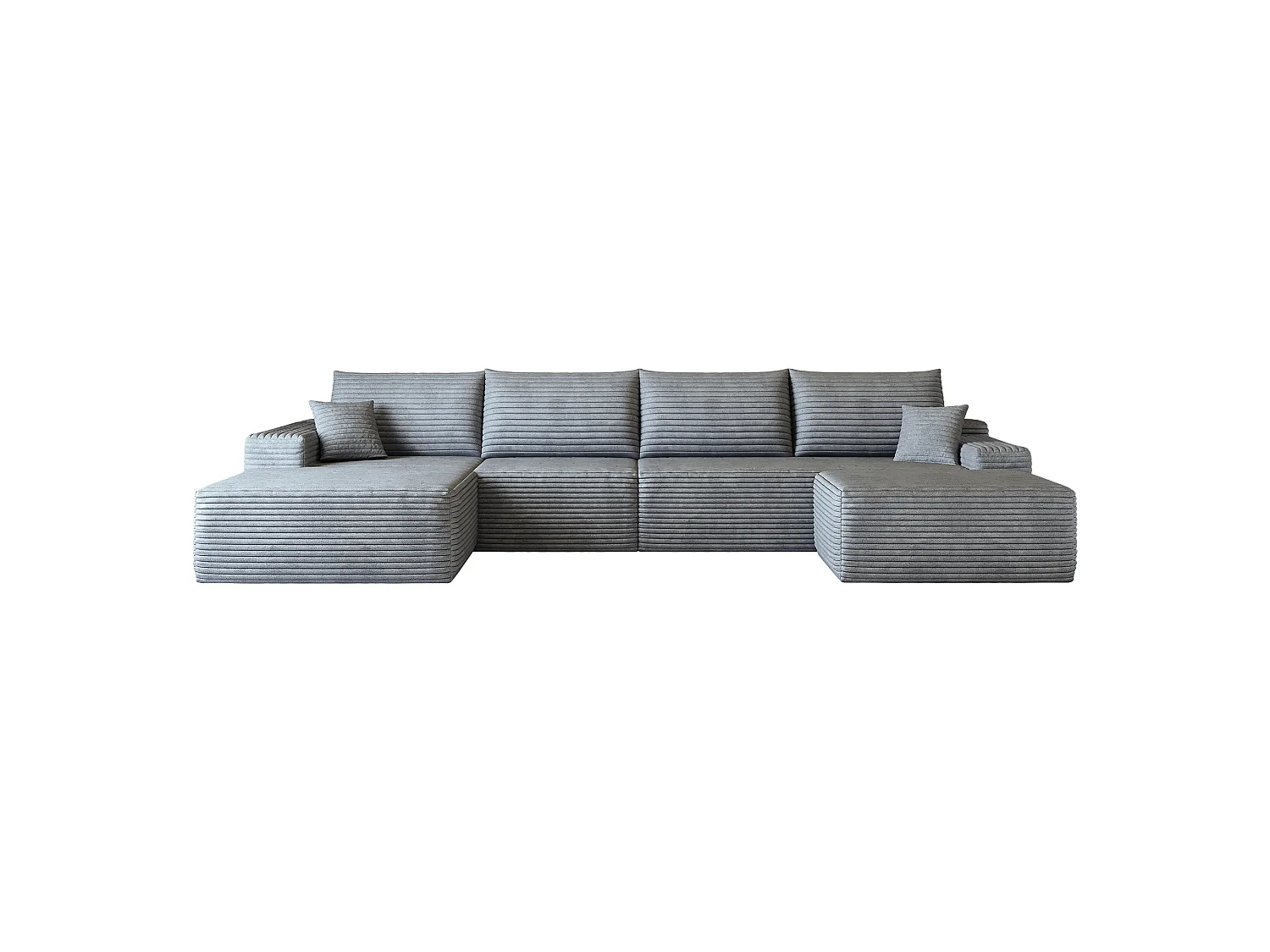 Canapé d'angle modulaire, en L à gauche, 5 places + un repose-pieds, coussins d'assise profonds, prêt à l'emploi, gris