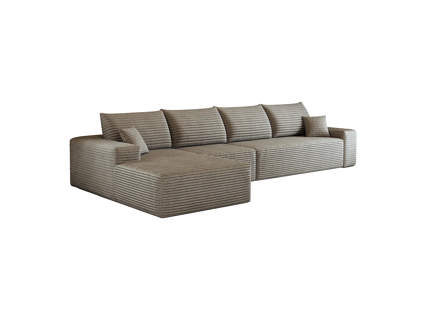 Canapé d'angle modulaire sans armature, en L à gauche, avec des coussins d'assise profonds, prêt à l'emploi, couleur camel