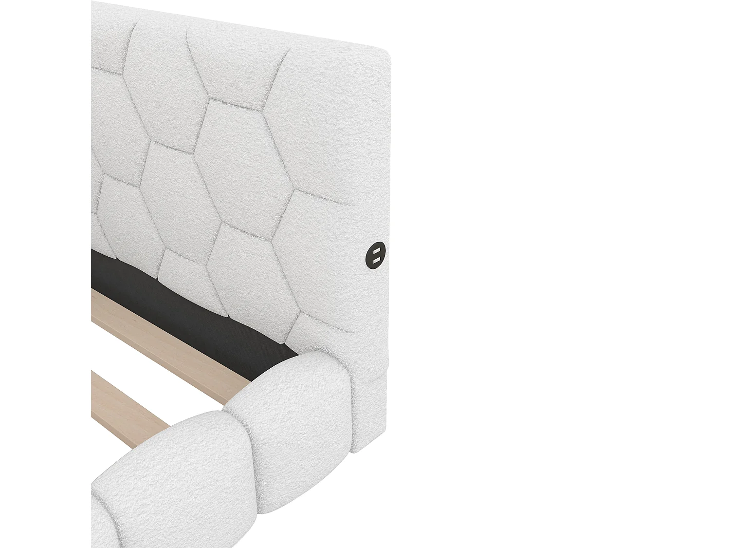 Canapé-lit 90 × 200 cm, lit avec sommier à lattes, éclairage d'ambiance à 16 couleurs, port USB-C, tissu imitation peluche, blanc