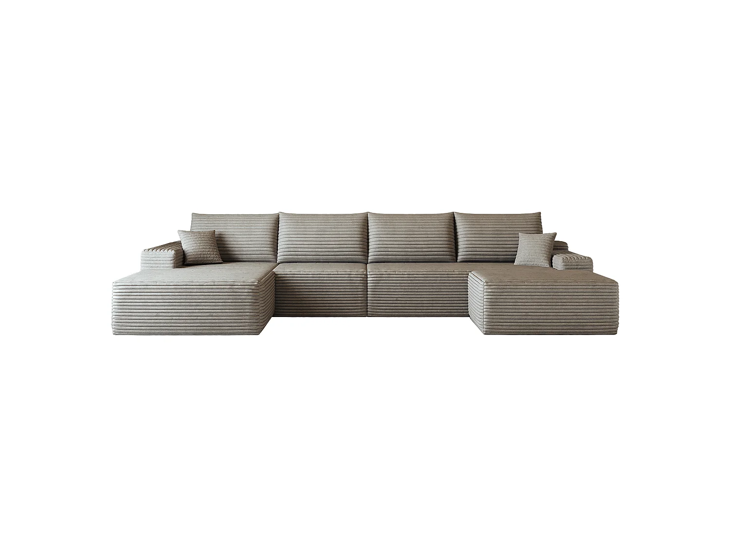 Canapé d'angle modulaire, en L à gauche, 5 places + un repose-pieds, coussins d'assise profonds, prêt à l'emploi, couleur camel