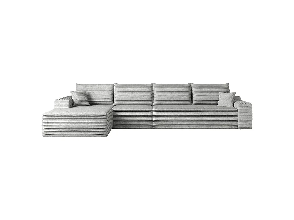 Canapé d'angle modulaire sans armature, en L à gauche, avec des coussins d'assise profonds, prêt à l'emploi, gris