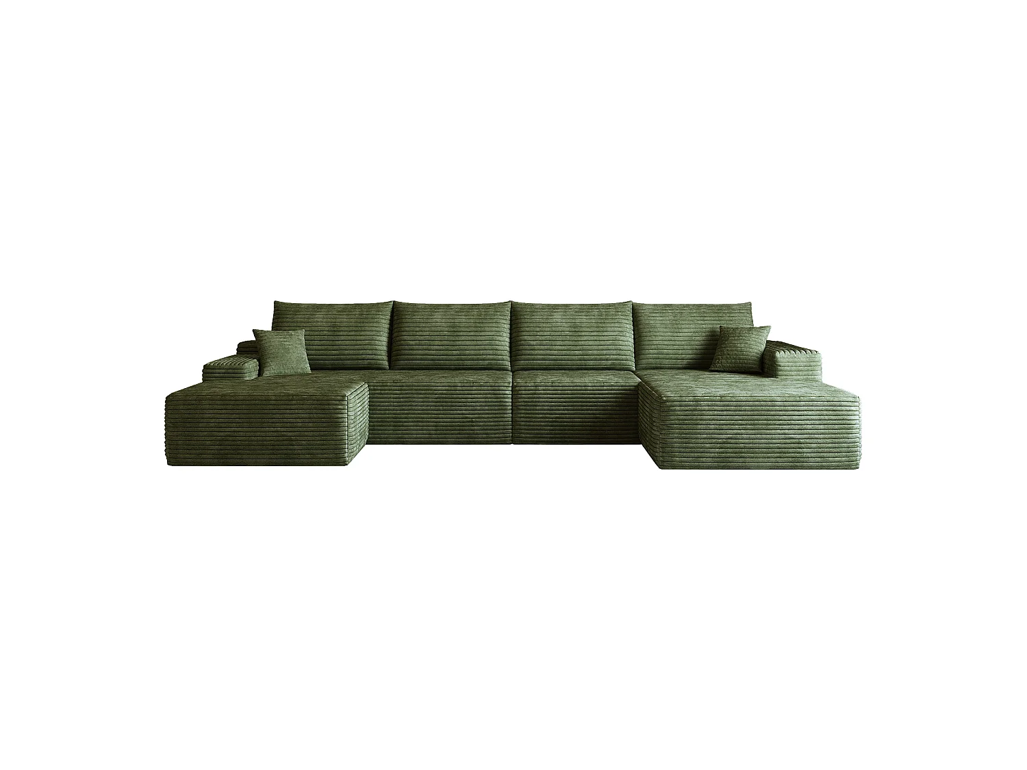 Canapé d'angle modulaire, en L à droite, 5 places + un repose-pieds, coussins d'assise profonds, prêt à l'emploi, vert