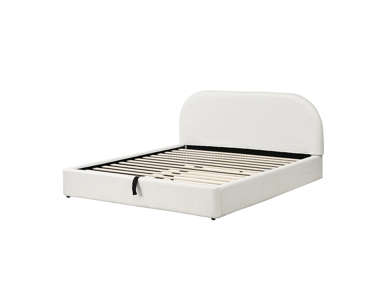 Cama para adulto estofada, arrumação hidráulica, com base de colchão, cabeceira, cabeceira estofada, tecido felpudo, bege - 160 x 200 cm
