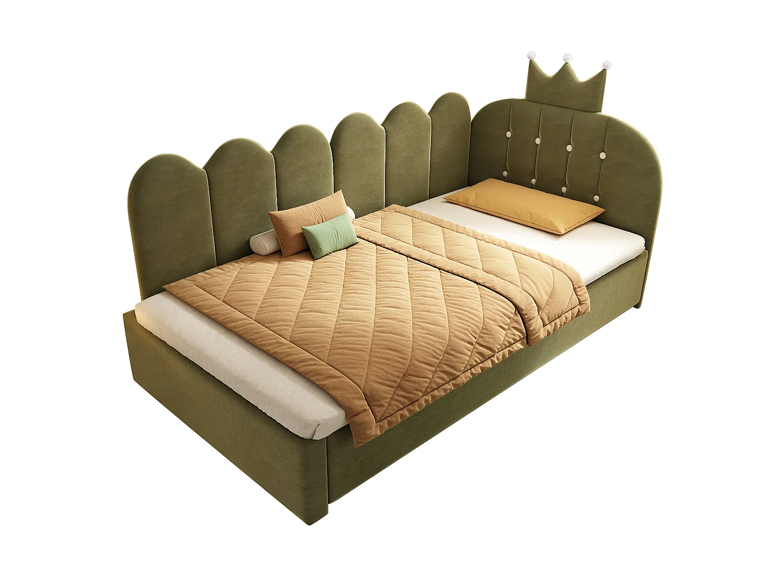 Canapé-lit de 90 × 200 cm, avec lit coulissant pouvant se transformer en lit d'appoint simple de 90 × 190 cm, forme en L, velours, vert