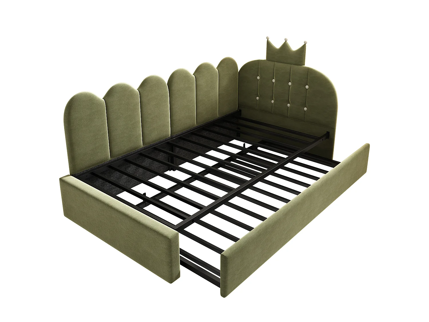 Canapé-lit de 90 × 200 cm, avec lit coulissant pouvant se transformer en lit d'appoint simple de 90 × 190 cm, forme en L, velours, vert