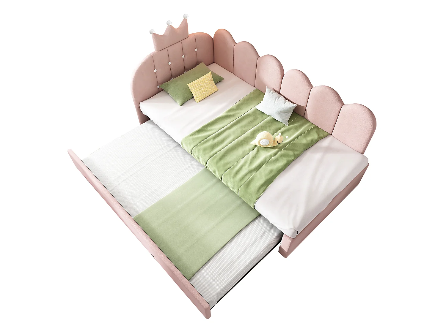 Canapé-lit de 90 × 200 cm, avec lit coulissant pouvant se transformer en lit d'appoint simple de 90 × 190 cm, forme en L, velours, rose