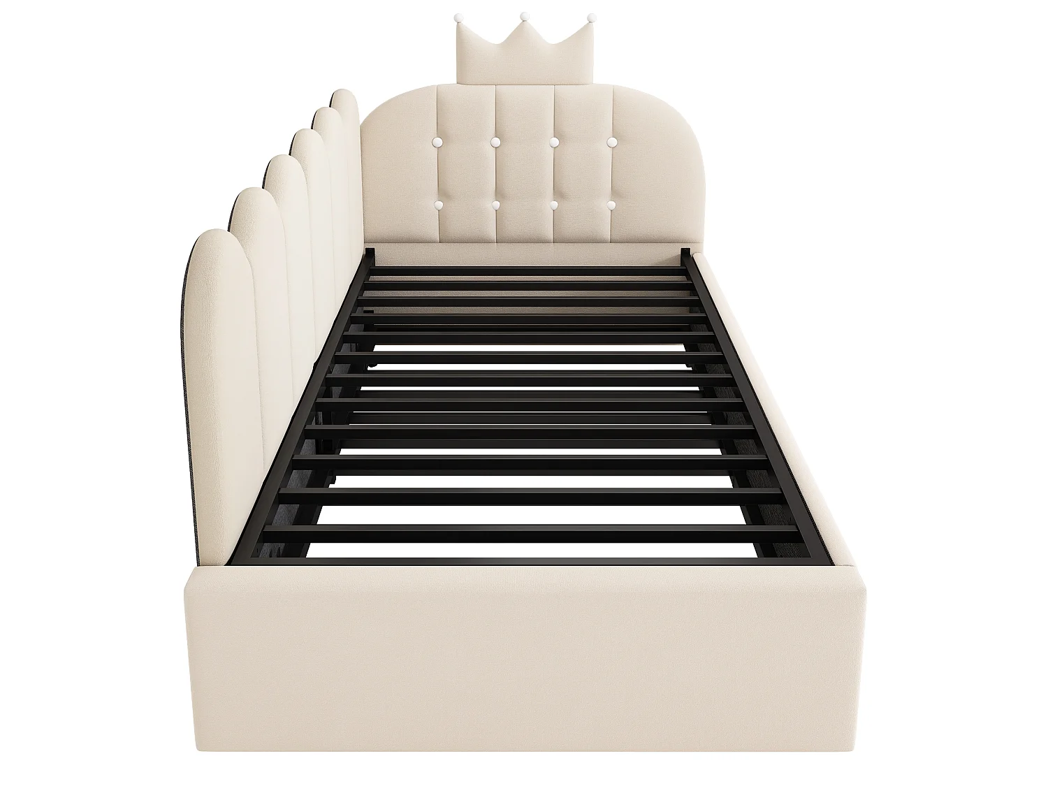 Canapé-lit de 90 × 200 cm, avec lit coulissant pouvant se transformer en lit d'appoint simple de 90 × 190 cm, forme en L, velours, beige
