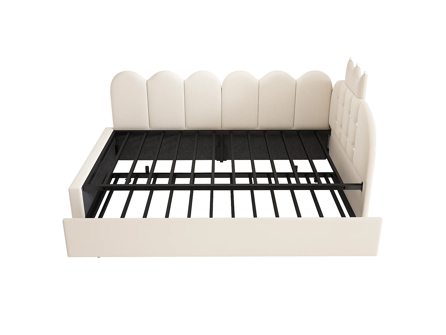 Canapé-lit de 90 × 200 cm, avec lit coulissant pouvant se transformer en lit d'appoint simple de 90 × 190 cm, forme en L, velours, beige