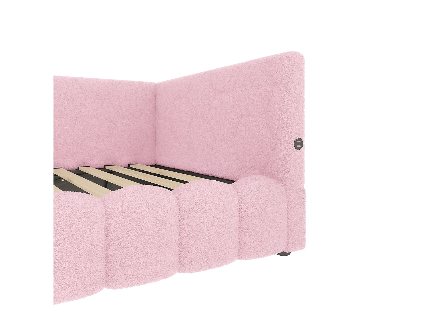 Canapé-lit 90 × 200 cm, rangement hydraulique, bande lumineuse LED, port USB Type-C, revêtement imitation feutre, rose