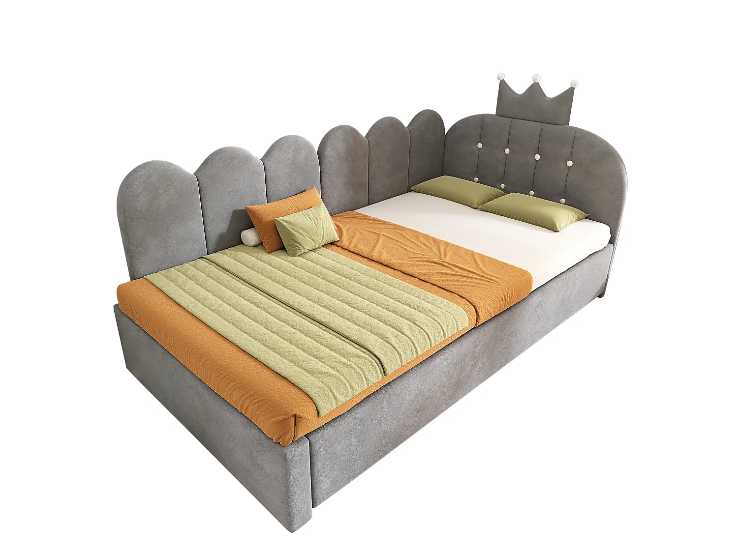 Canapé-lit de 90 × 200 cm, avec lit coulissant pouvant se transformer en lit d'appoint simple de 90 × 190 cm, forme en L, velours, gris