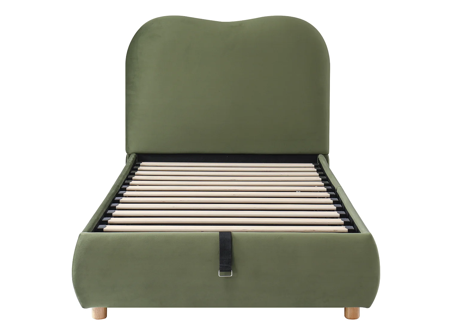 Lit rembourré pour enfant 90 × 200 cm, rangement hydraulique, avec sommier, tête de lit, tête de lit rembourrée, velours, vert