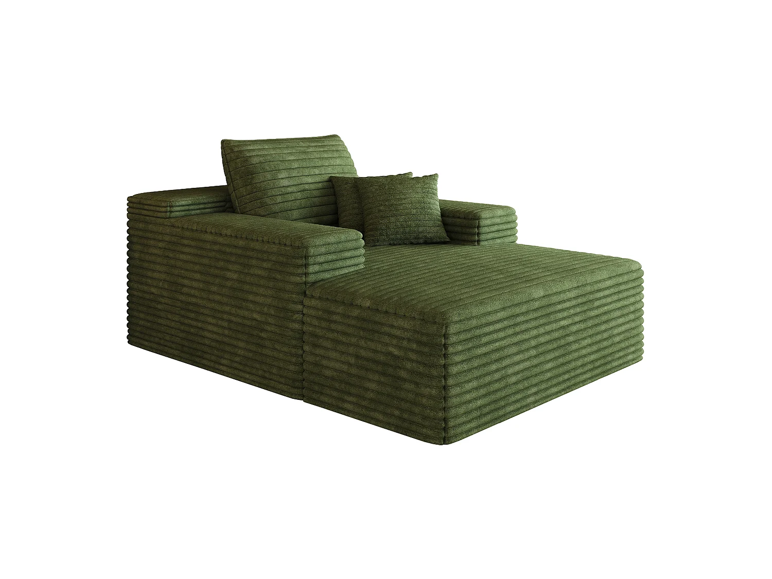 Modulaire bank zonder frame, van ribfluweel, diepe zitting, schuimvulling, klaar voor gebruik, groen