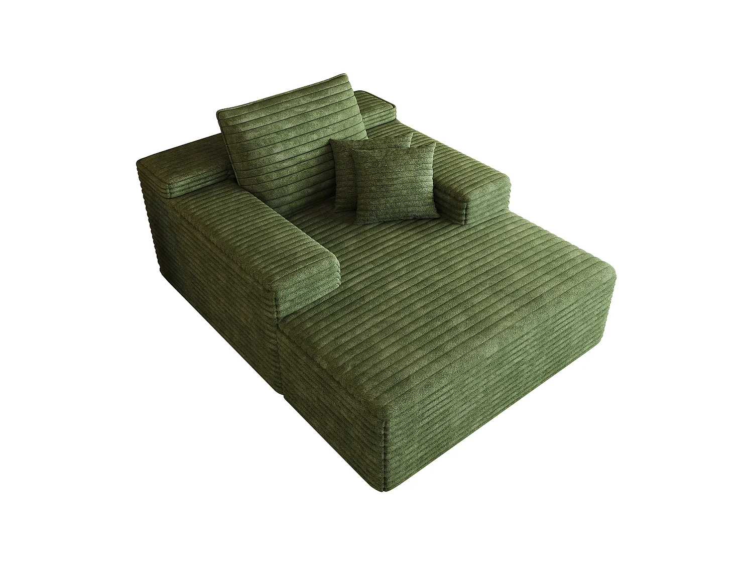 Modulaire bank zonder frame, van ribfluweel, diepe zitting, schuimvulling, klaar voor gebruik, groen