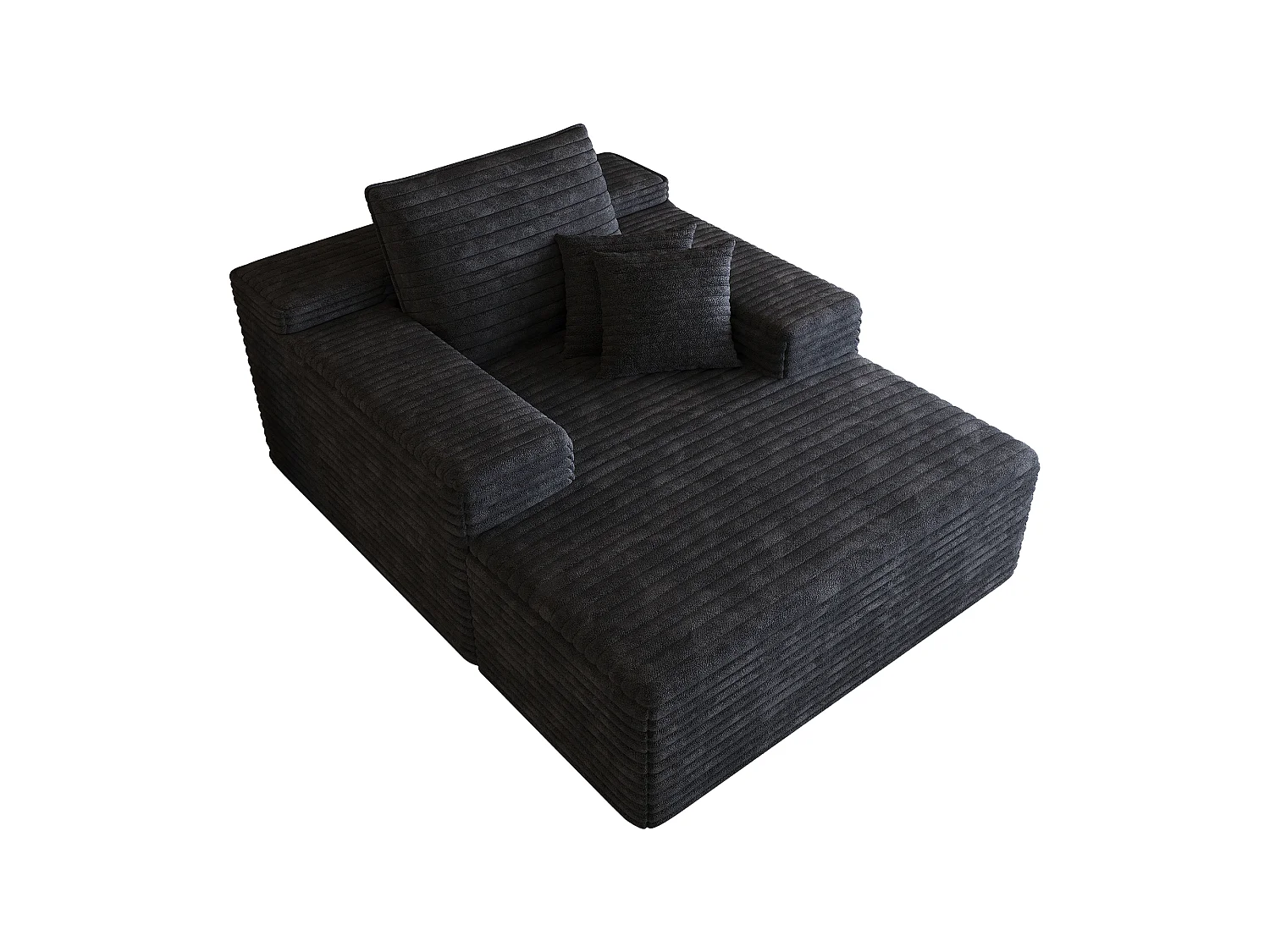 Canapé modulaire sans armature, en velours côtelé, assise profonde, rembourrage en mousse, prêt à l'emploi, noir