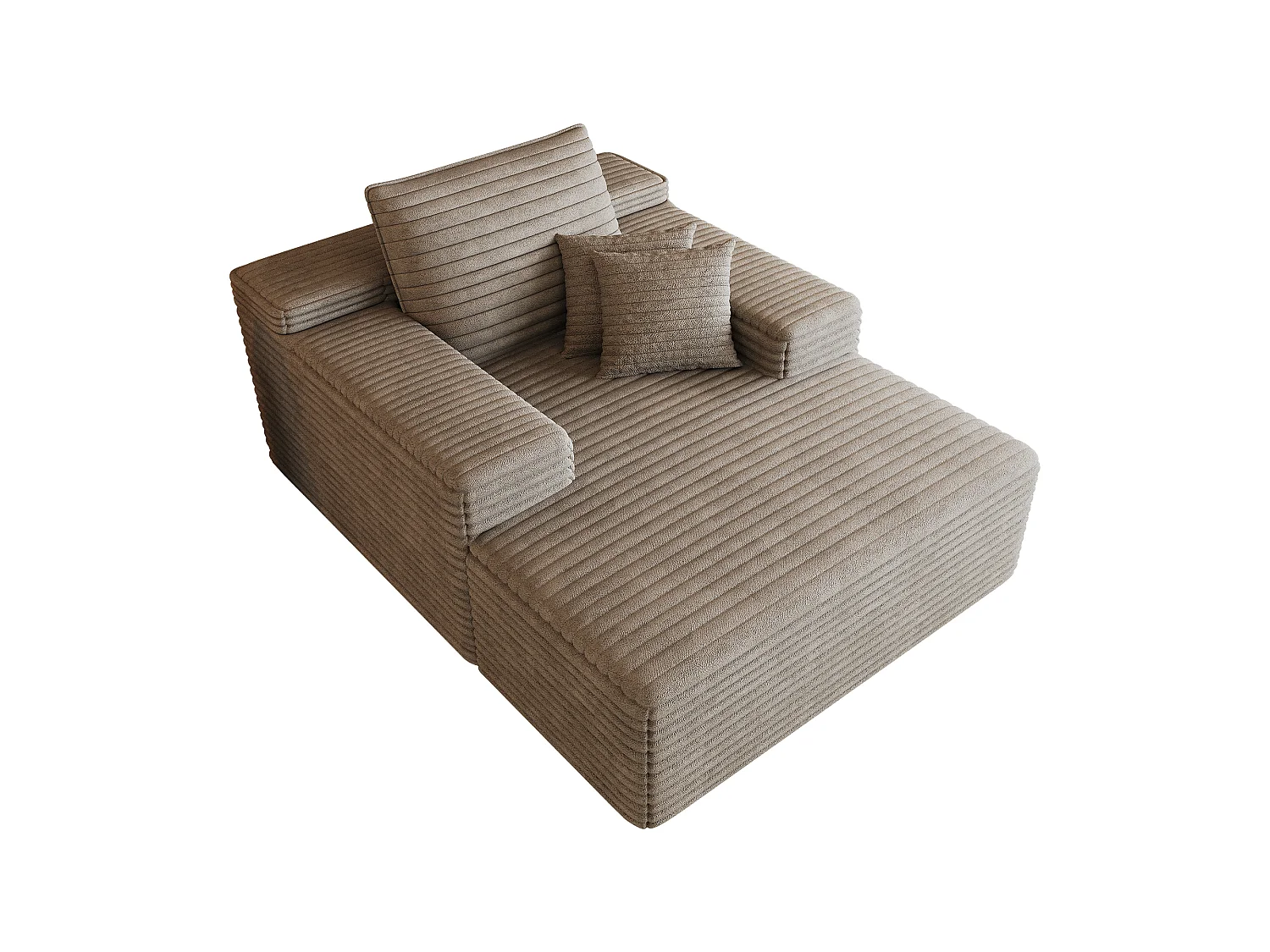 Modulaire bank zonder frame, van ribfluweel, diepe zitting, schuimvulling, klaar voor gebruik, camelkleurig