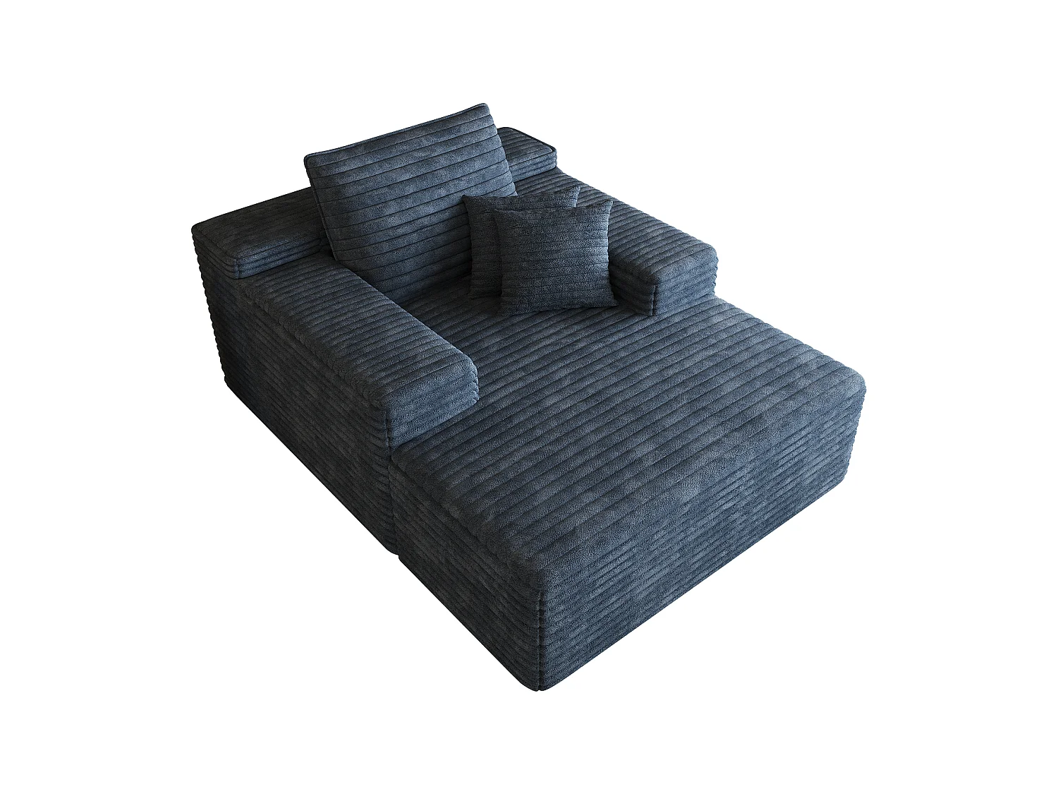 Canapé modulaire sans armature, en velours côtelé, assise profonde, rembourrage en mousse, prêt à l'emploi, bleu
