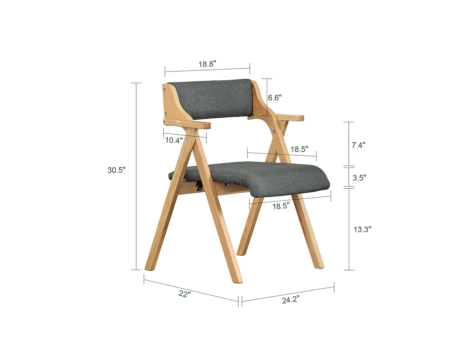 SoBuy Klappstoel met armleuningen Grijs 62x56x78cm FST98-SGX2