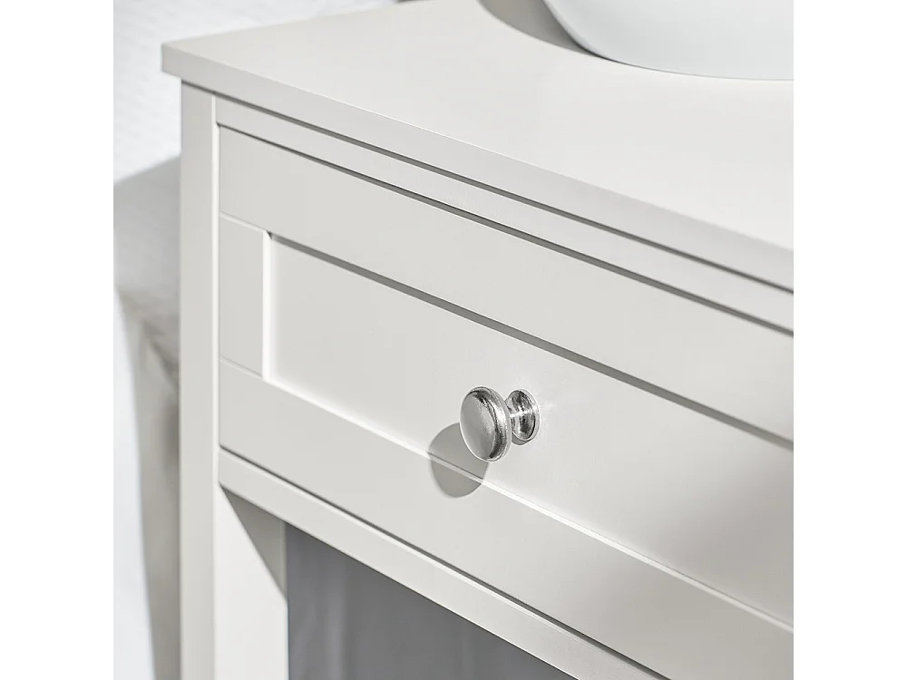 SoBuy Nightstand with Drawer Shelf White 45x30x68cm FBT46-WX2