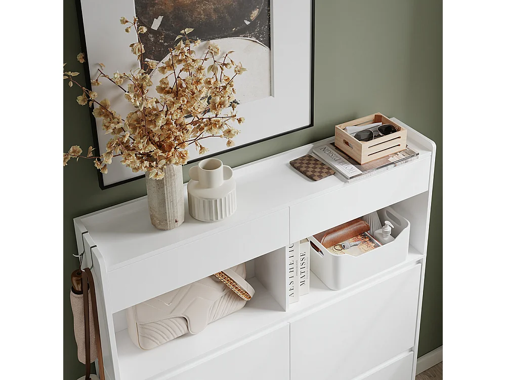 SoBuy Shoe Cabinet with Drawer Door Shelf White 98x19x120cm FSR224-E-W