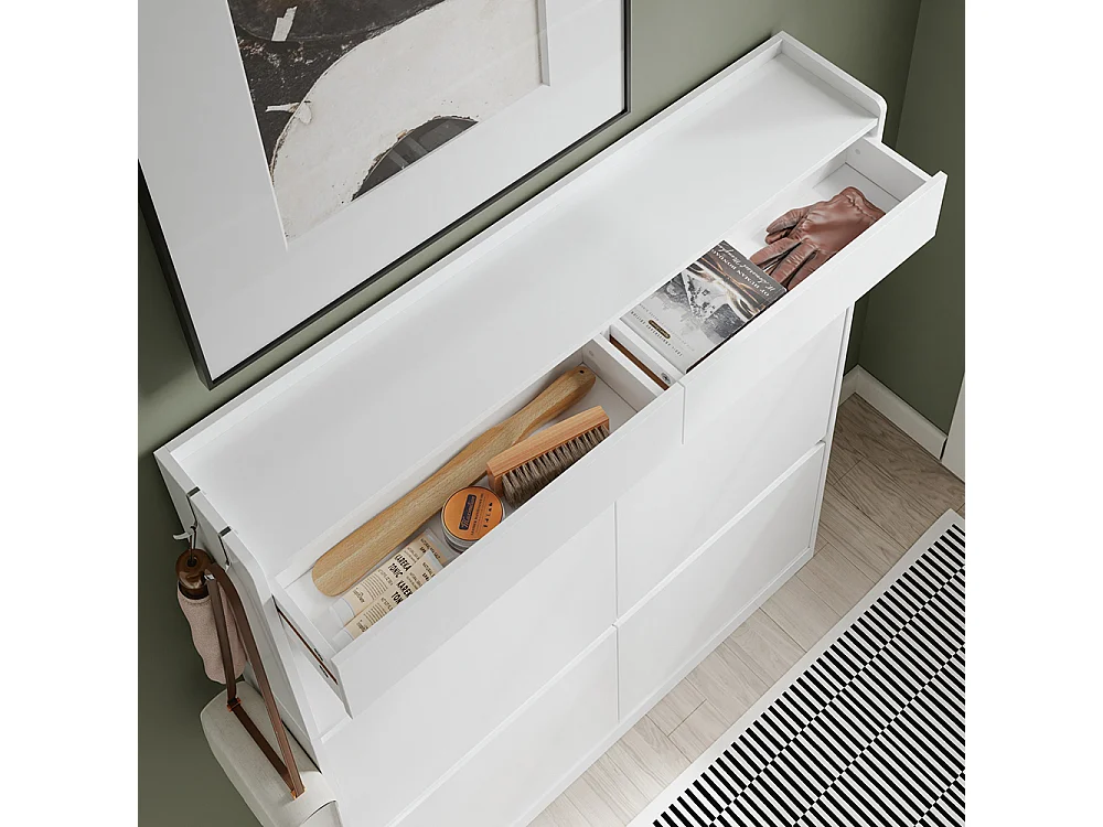 SoBuy Shoe Cabinet with Drawer Door Shelf White 98x19x120cm FSR224-E-W