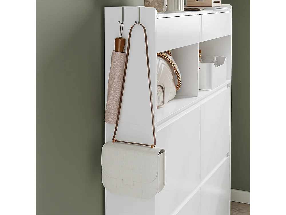 SoBuy Shoe Cabinet with Drawer Door Shelf White 98x19x120cm FSR224-E-W