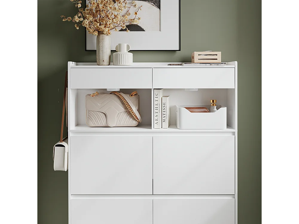 SoBuy Shoe Cabinet with Drawer Door Shelf White 98x19x120cm FSR224-E-W