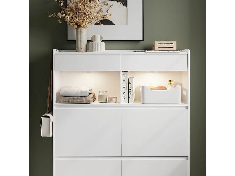 SoBuy Shoe Cabinet with Drawer Door Shelf White 98x19x120cm FSR224-E-W