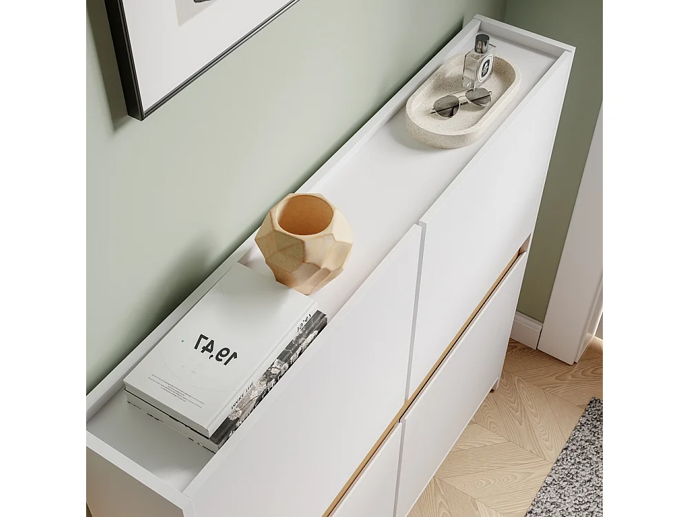 SoBuy Shoe Cabinet 4 Door White 103x19x99.5cm FSR225-E-W