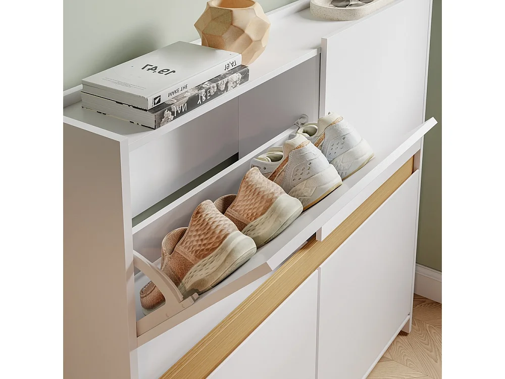 SoBuy Shoe Cabinet 4 Door White 103x19x99.5cm FSR225-E-W