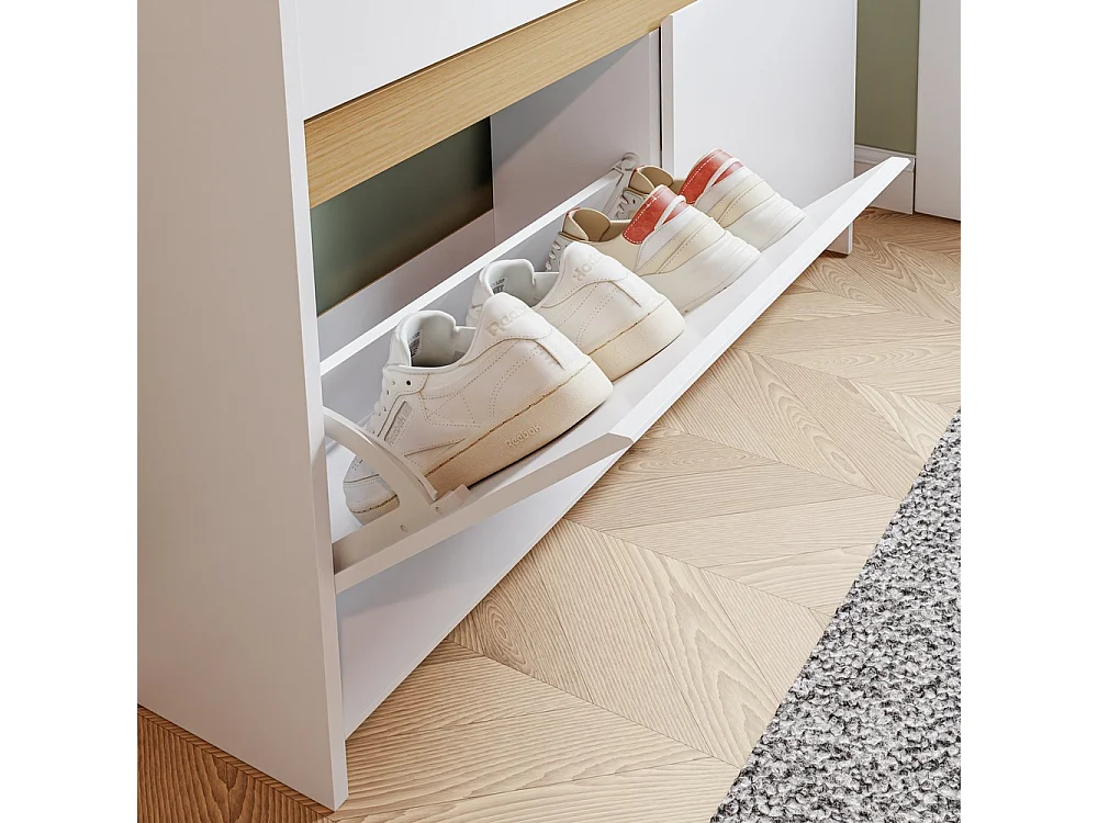 SoBuy Shoe Cabinet 4 Door White 103x19x99.5cm FSR225-E-W
