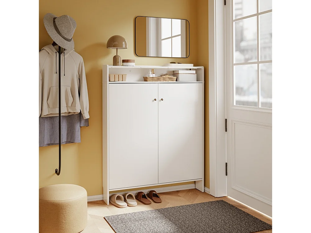 SoBuy Shoe Cabinet 2 Door White 98x15x123.5cm FSR227-E-W