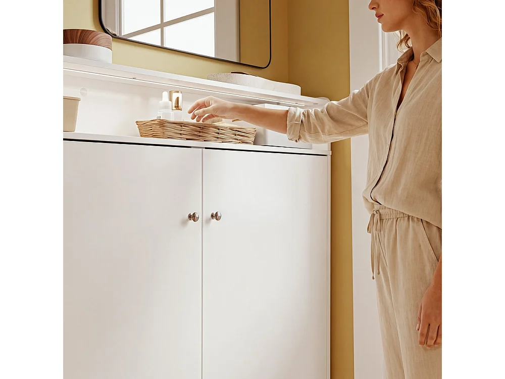 SoBuy Shoe Cabinet 2 Door White 98x15x123.5cm FSR227-E-W