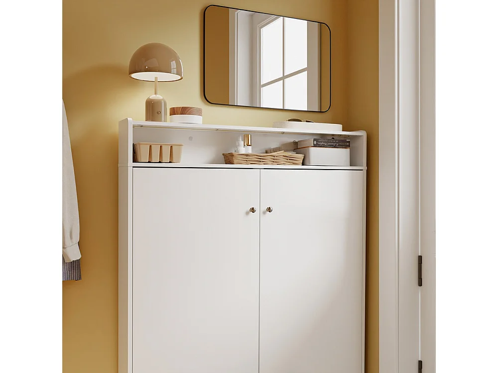SoBuy Shoe Cabinet 2 Door White 98x15x123.5cm FSR227-E-W